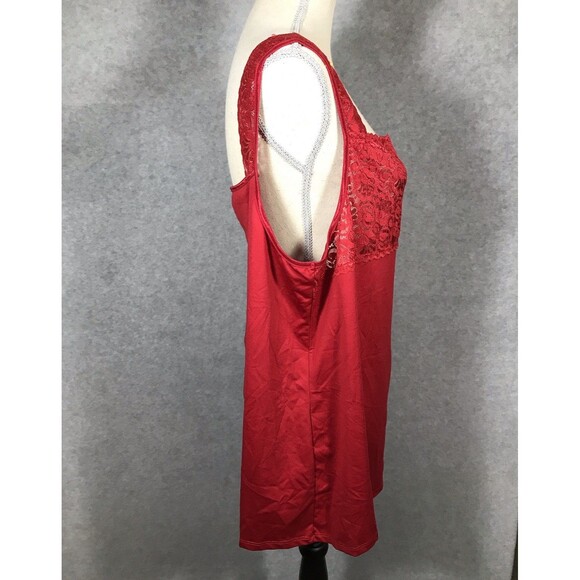 Lace Trimmed Tank Cami Womans 22/24W Red Stretch Valentine Coquette Whimsy NWT - Picture 4 of 8